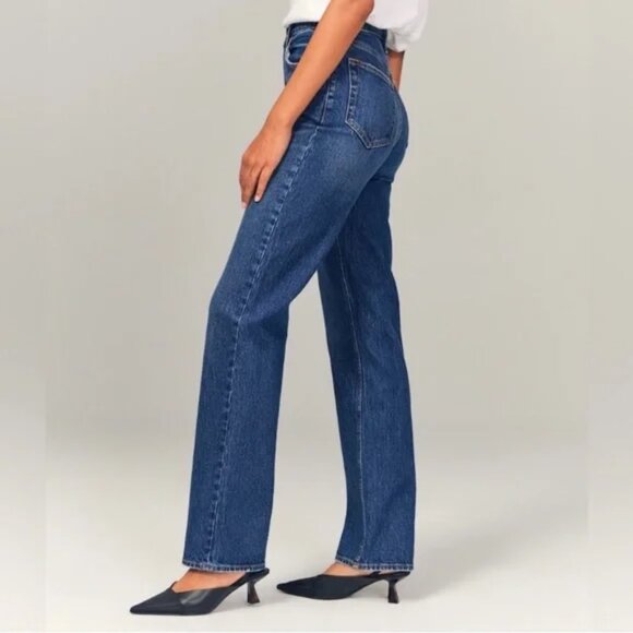 Abercrombie & Fitch Jeans 90's Straight Ultra High Rise Frayed Hem size 26R - Picture 1 of 14